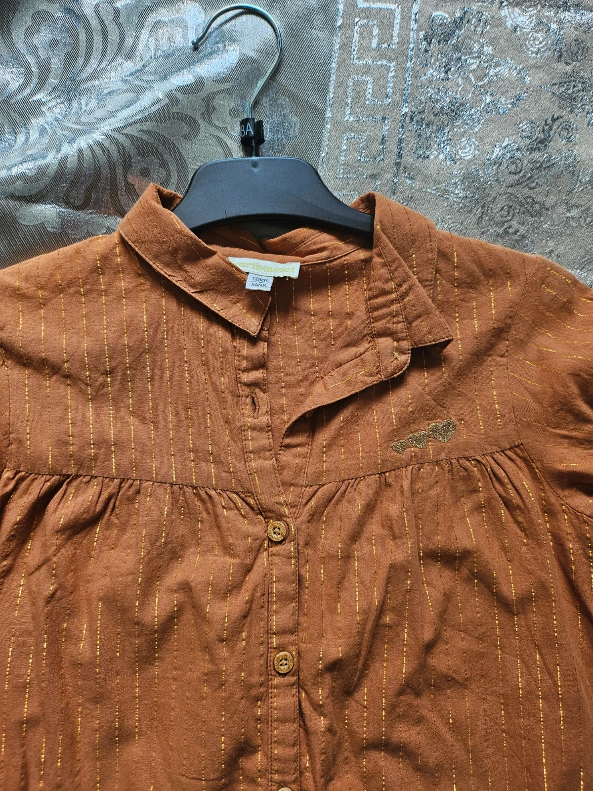 Mustard Cotton shirt 8 years – Vertbaudet – taille 8 ans / 128 cm 3