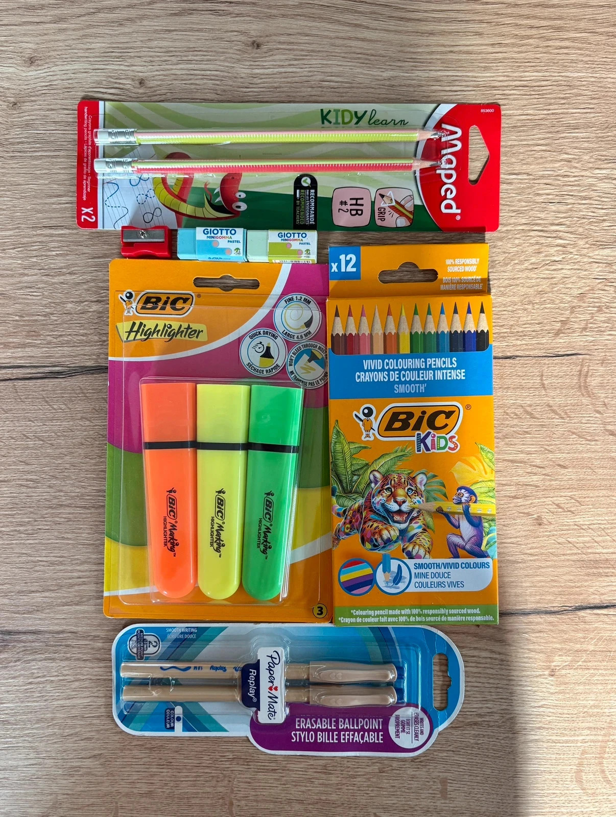 Lot fournitures scolaires - crayon, gommes, stylo effaçable, Fluo – Accessories 2