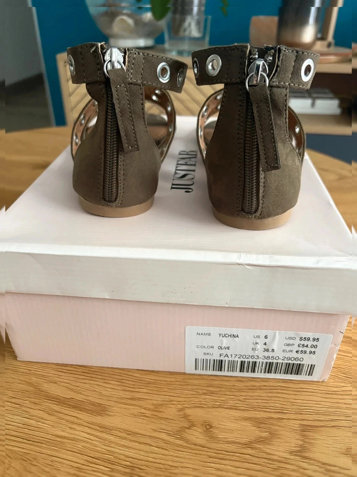 Sandales JustFab Yuchina – Kaki/Olive – Pointure 36.5 – Neuves avec boîte – JustFab – taille 36.5 4