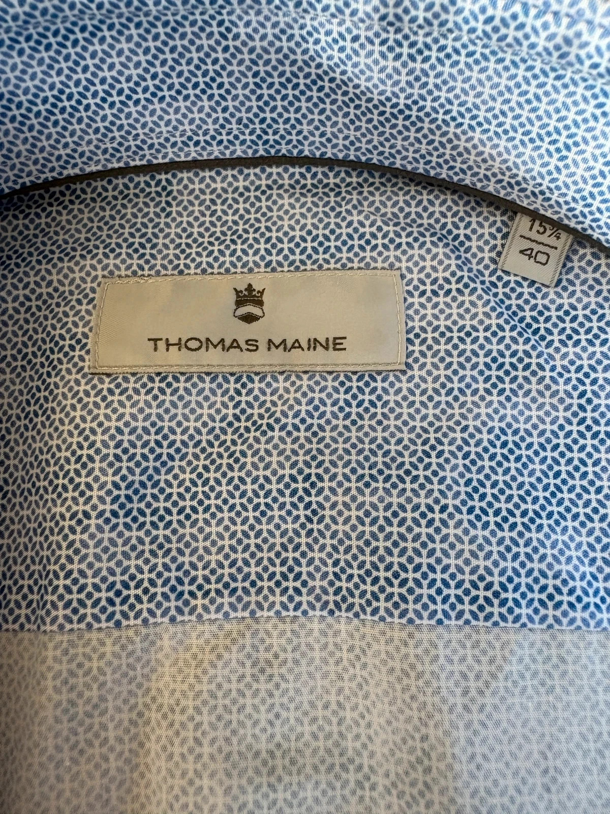 Chemise Thomas Maine Haut de Gamme (130€) Bleu clair motif imprimé - Taille M/L + surprise – Thomas Maine – taille L 4