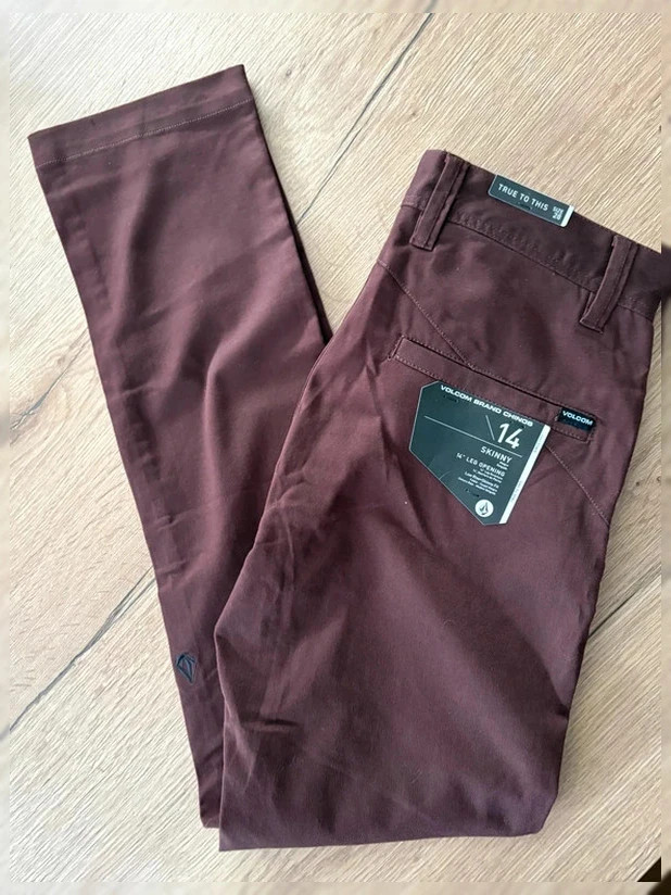 Pantalon chino Volcom Frickin Skinny - Marron - Taille 28 - NEUF avec étiquette