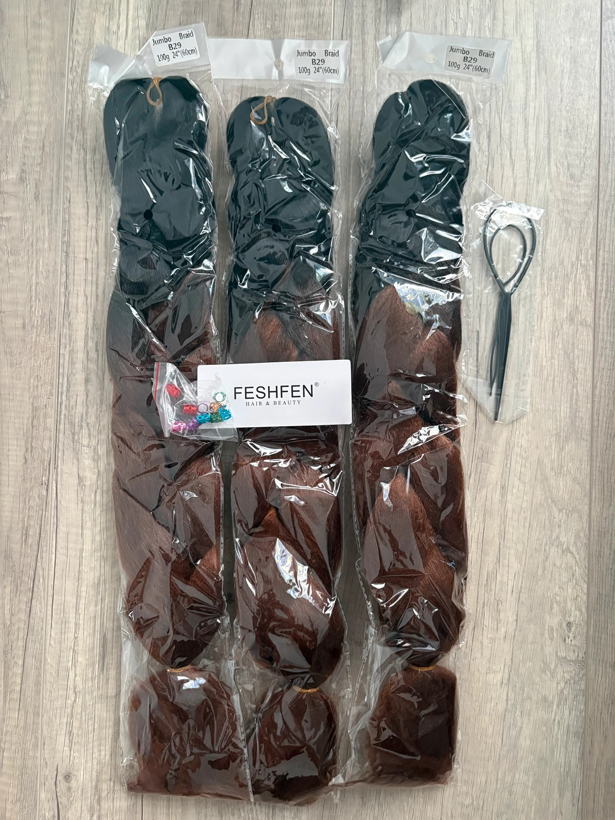 Kit Jumbo Braid Feshfen – Cheveux à tresser Noir/Marron ombré