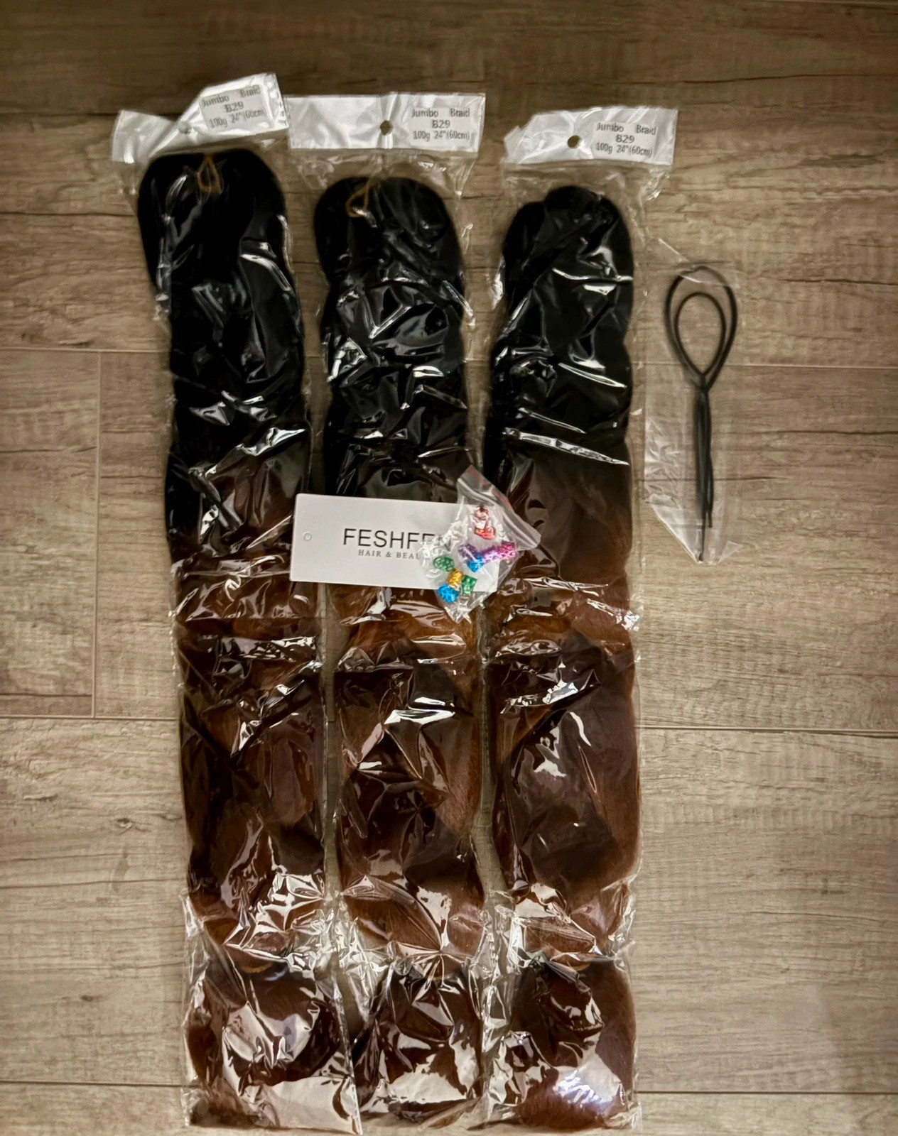 Kit Jumbo Braid Feshfen – Cheveux à tresser Noir/Marron ombré – Feshfen 5