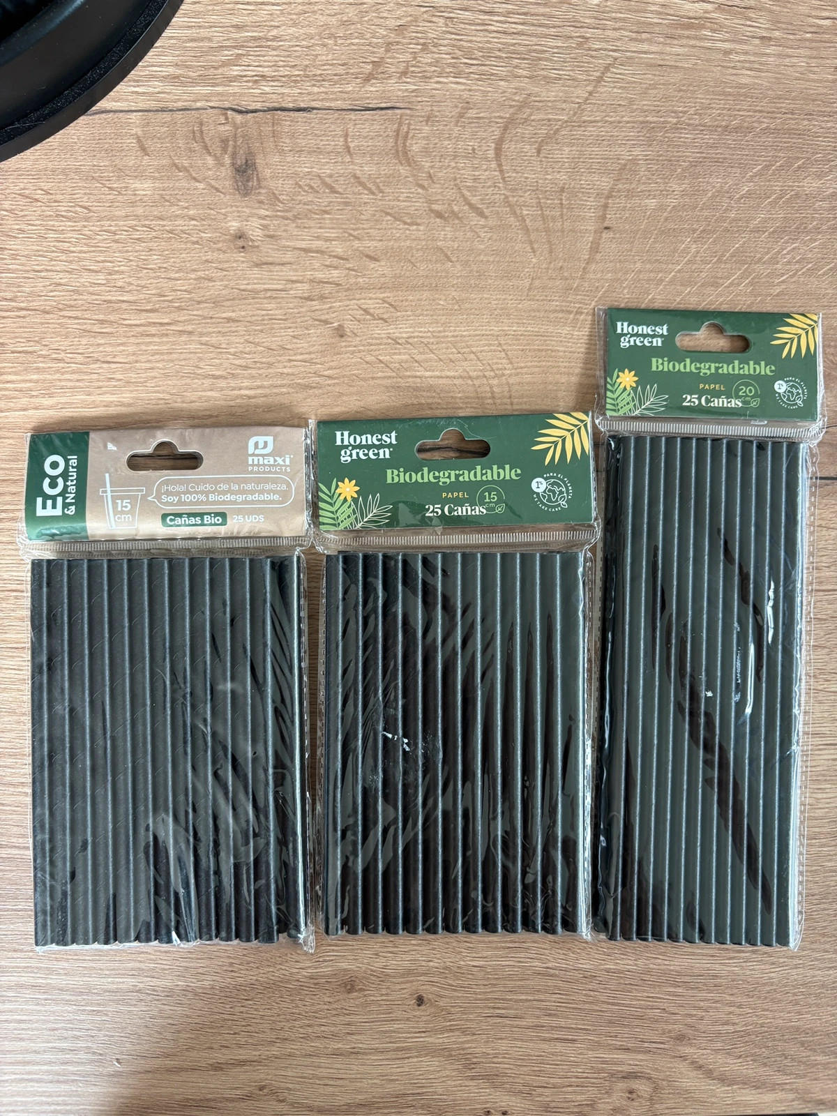 Lot de 3 paquets de pailles en papier noires – Honest green