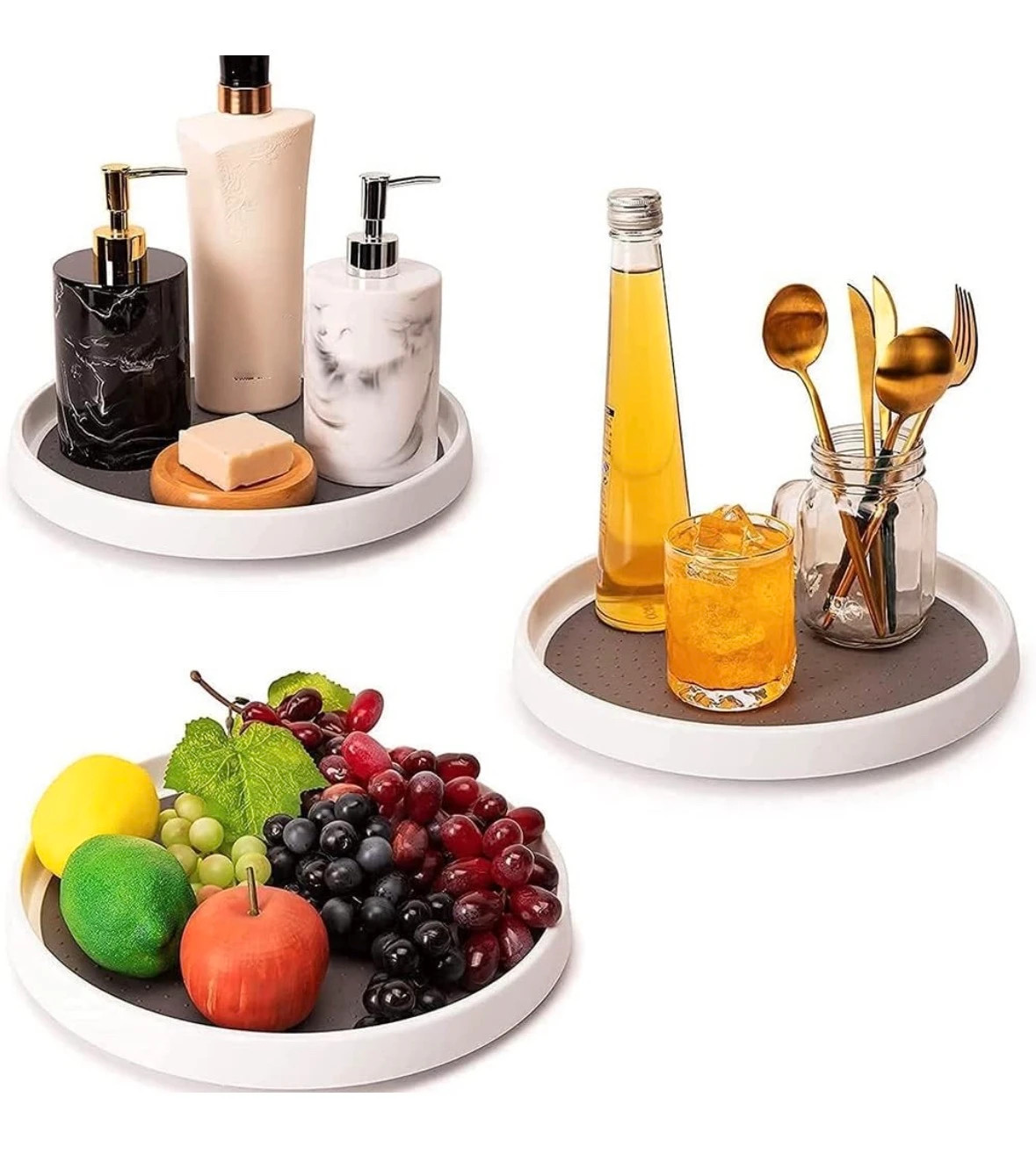 Lot de 3 plateaux (environs 25 cm) tournants antidérapants – lazy susan 4