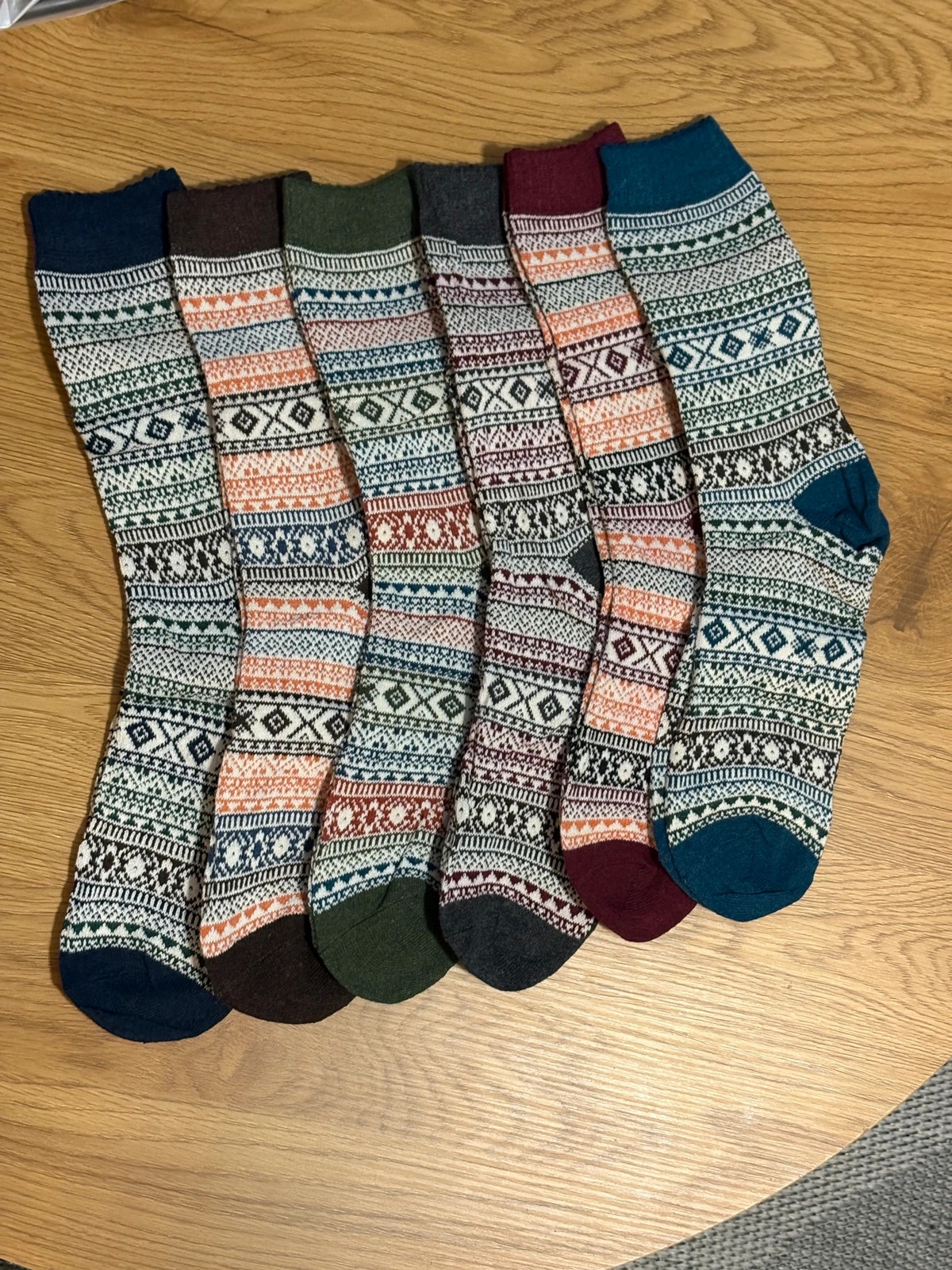 Lot de 6 paires de chaussettes motif jacquard scandinave – Taille 39-42 – Neuves avec étiquettes 🧦 – Amazon – taille M | 39–42
