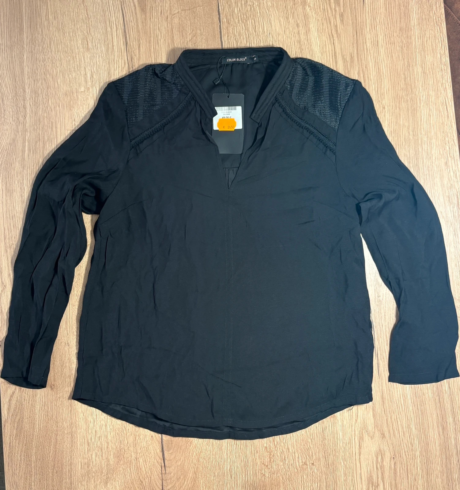 Blouse Color Block noire col V - taille S – Colorblock – taille S / 36 / 8