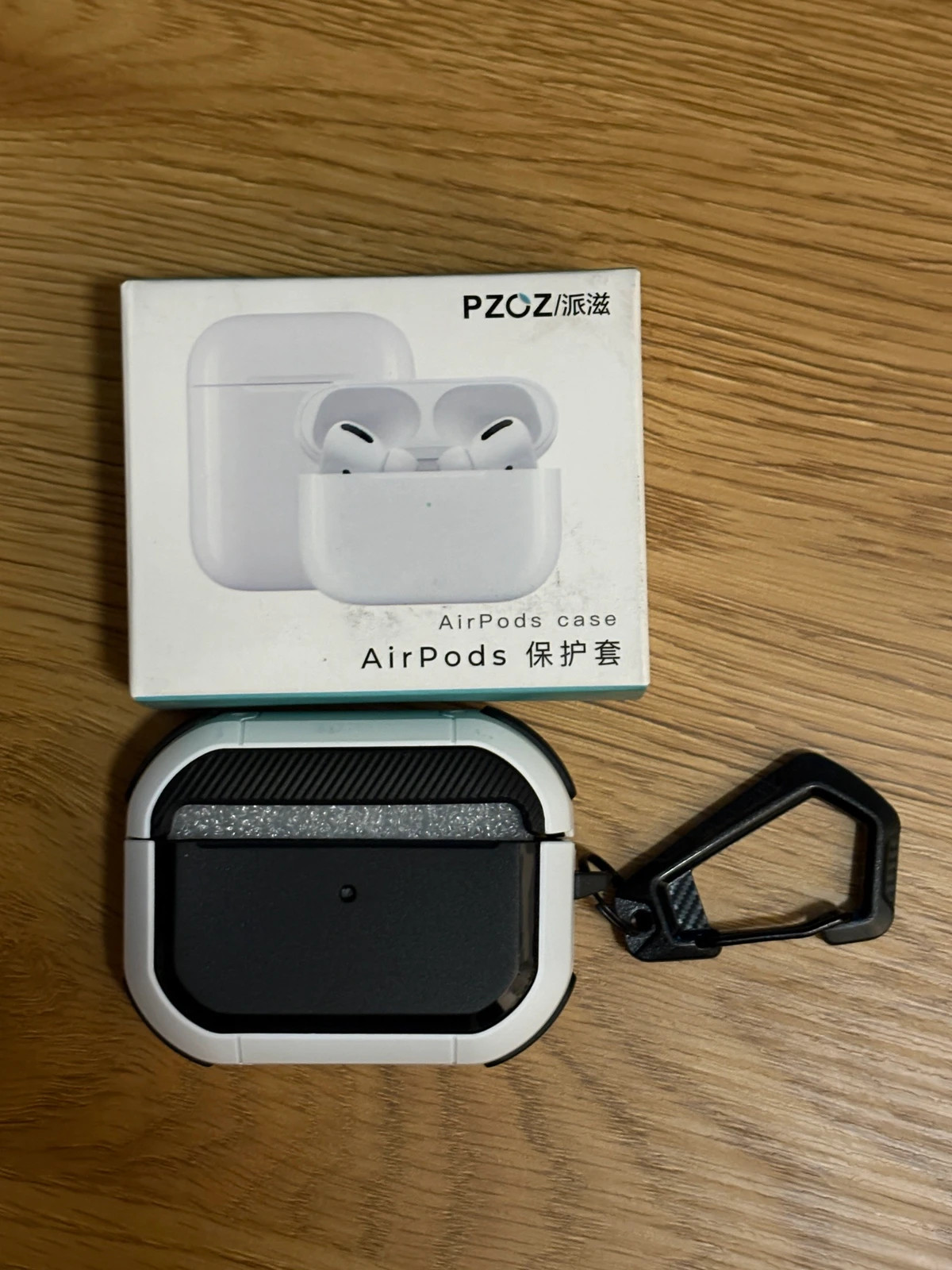 Étui AirPods Pro 2 noir/blanc avec mousqueton - Neuf