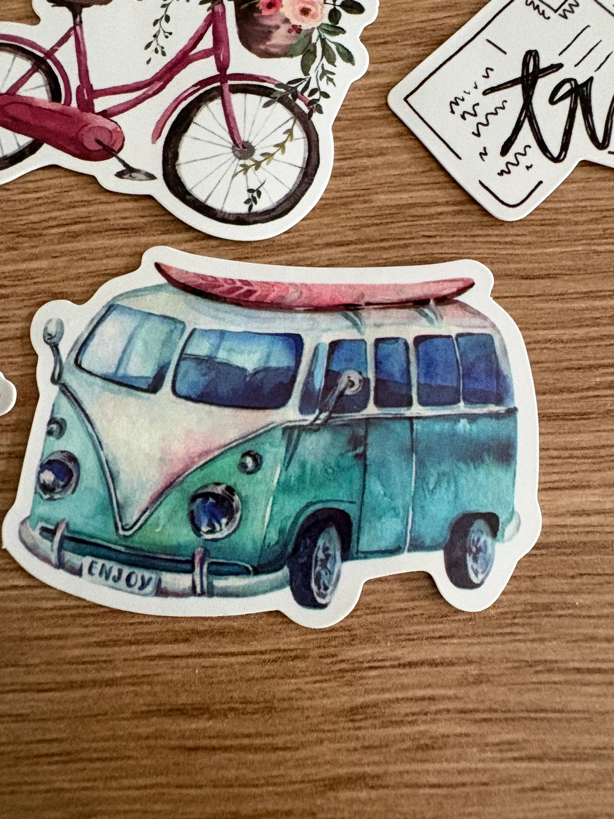 Lot de 25 autocollants voyage aquarelle - vanlife, valises, globe 🌍 – Stickers 2