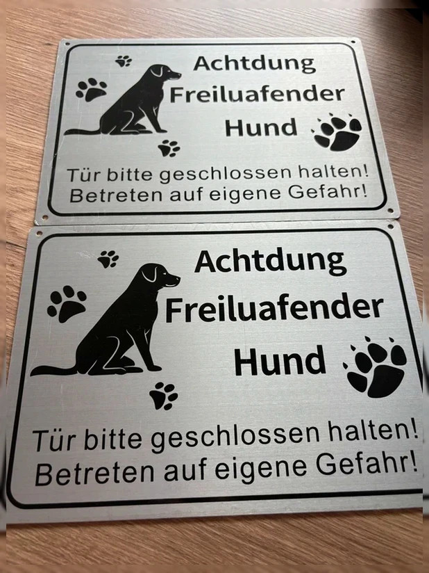 Attention aux chiens en liberté-- en Allemand - Panneau Aluminium auto adhésive – Inconnu