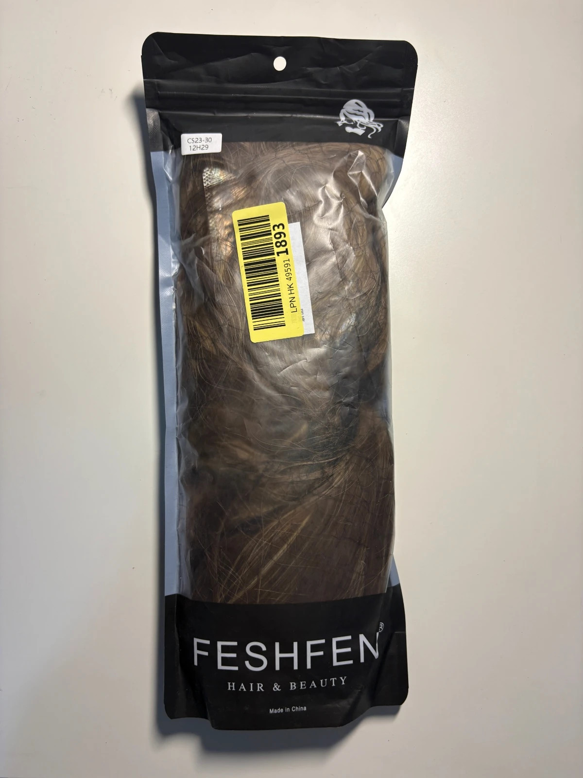 Extension de cheveux / Queue de cheval Feshfen – Châtain méché ondulé