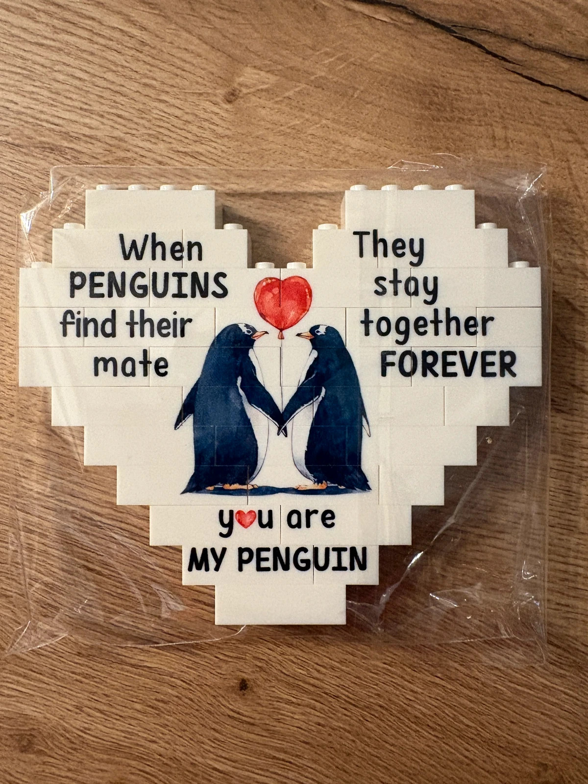 Cœur en briques (style LEGO) “You are my Penguin” - Cadeau Amour