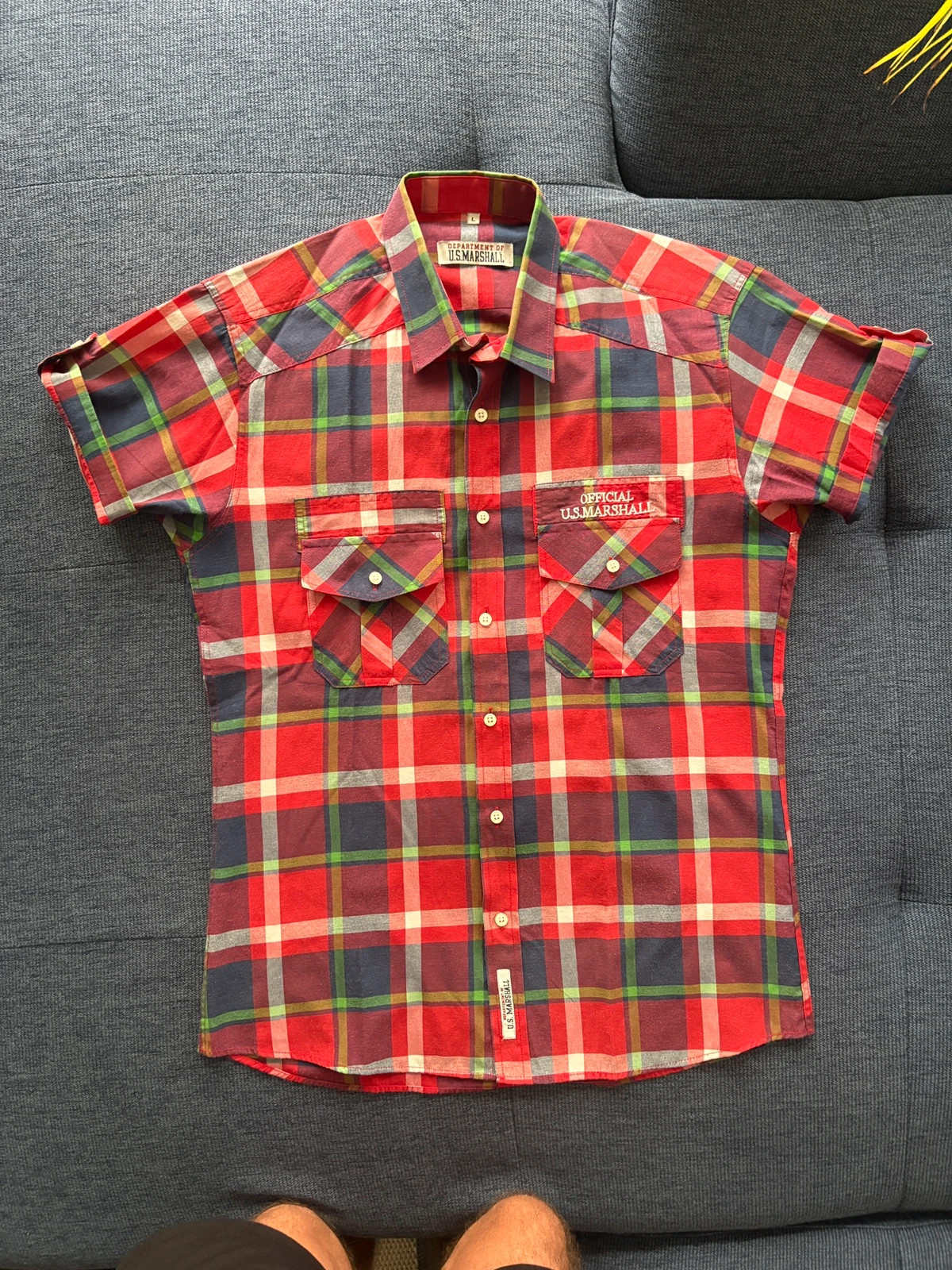 Chemise à carreaux U.S. Marshall manches courtes taille L