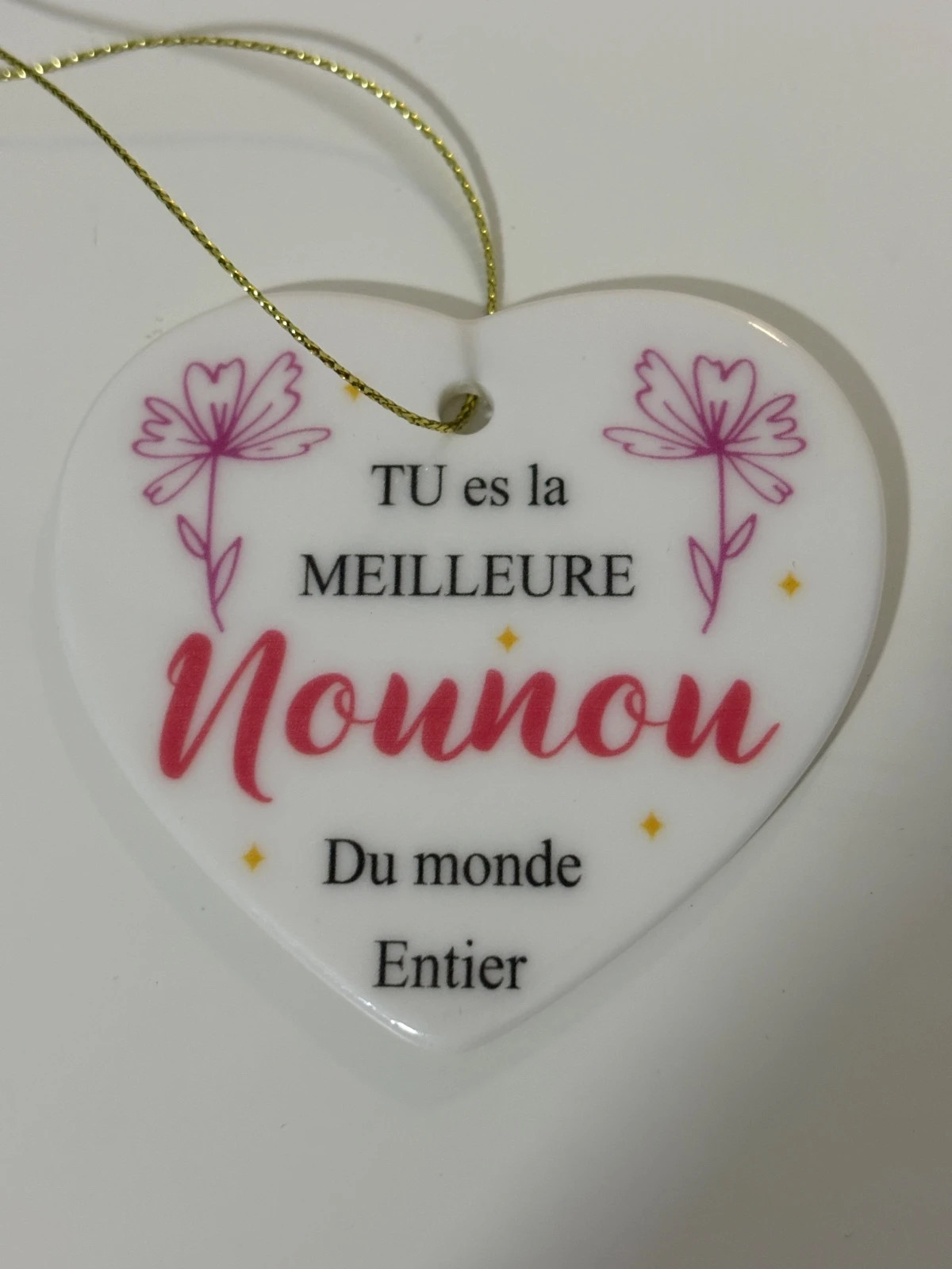 Cadeau Cœur suspendu “Meilleure Nounou du monde”