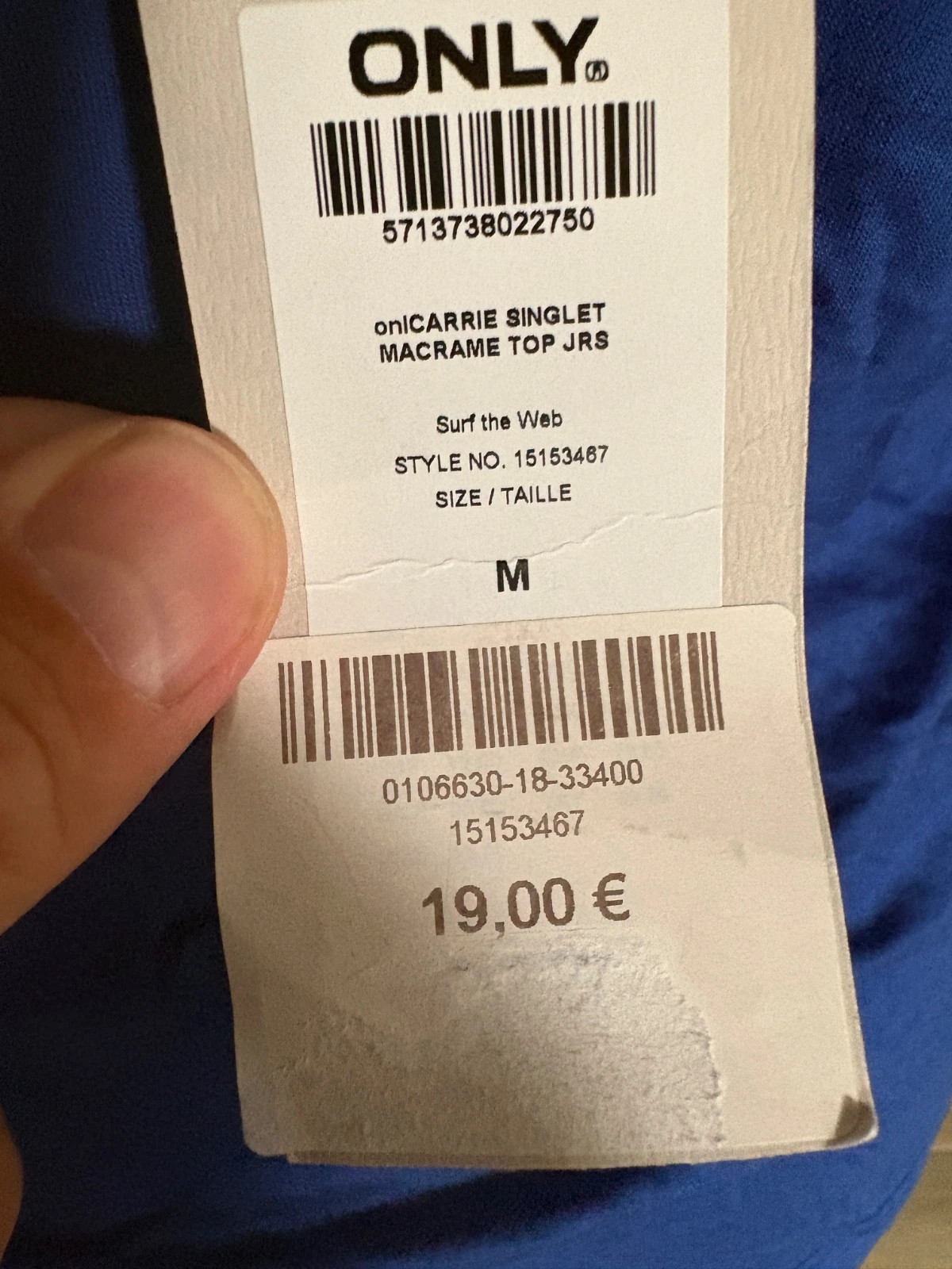 Débardeur ONLY bleu - Dos macramé - taille M – ONLY – taille M / 38 / 10 4