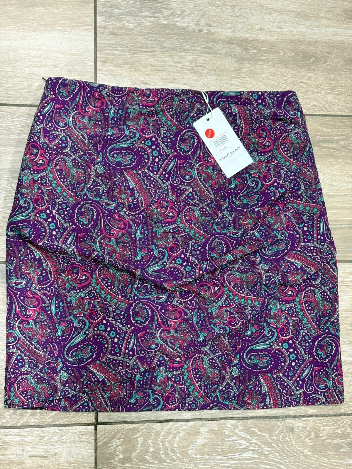 Jupe Naf Naf “Blondie” imprimé cachemire violet - Taille 42 – Naf Naf – taille L / 40 / 12