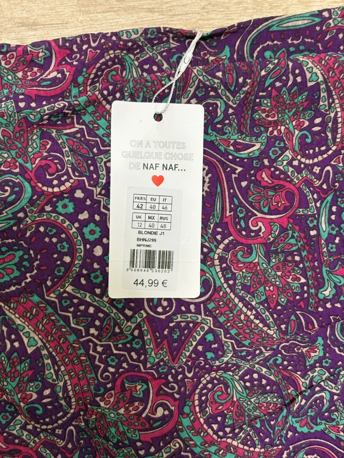 Jupe Naf Naf “Blondie” imprimé cachemire violet - Taille 42 – Naf Naf – taille L / 40 / 12 4