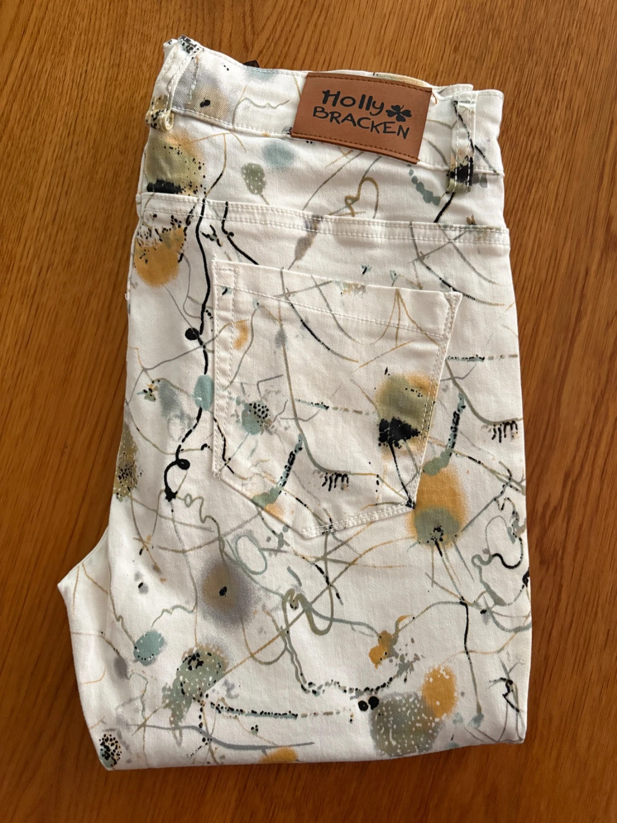 Pantalon Holly Bracken imprimé abstrait blanc – taille S (valeur 45€) – Holly Bracken – taille S / 36 / 8 2