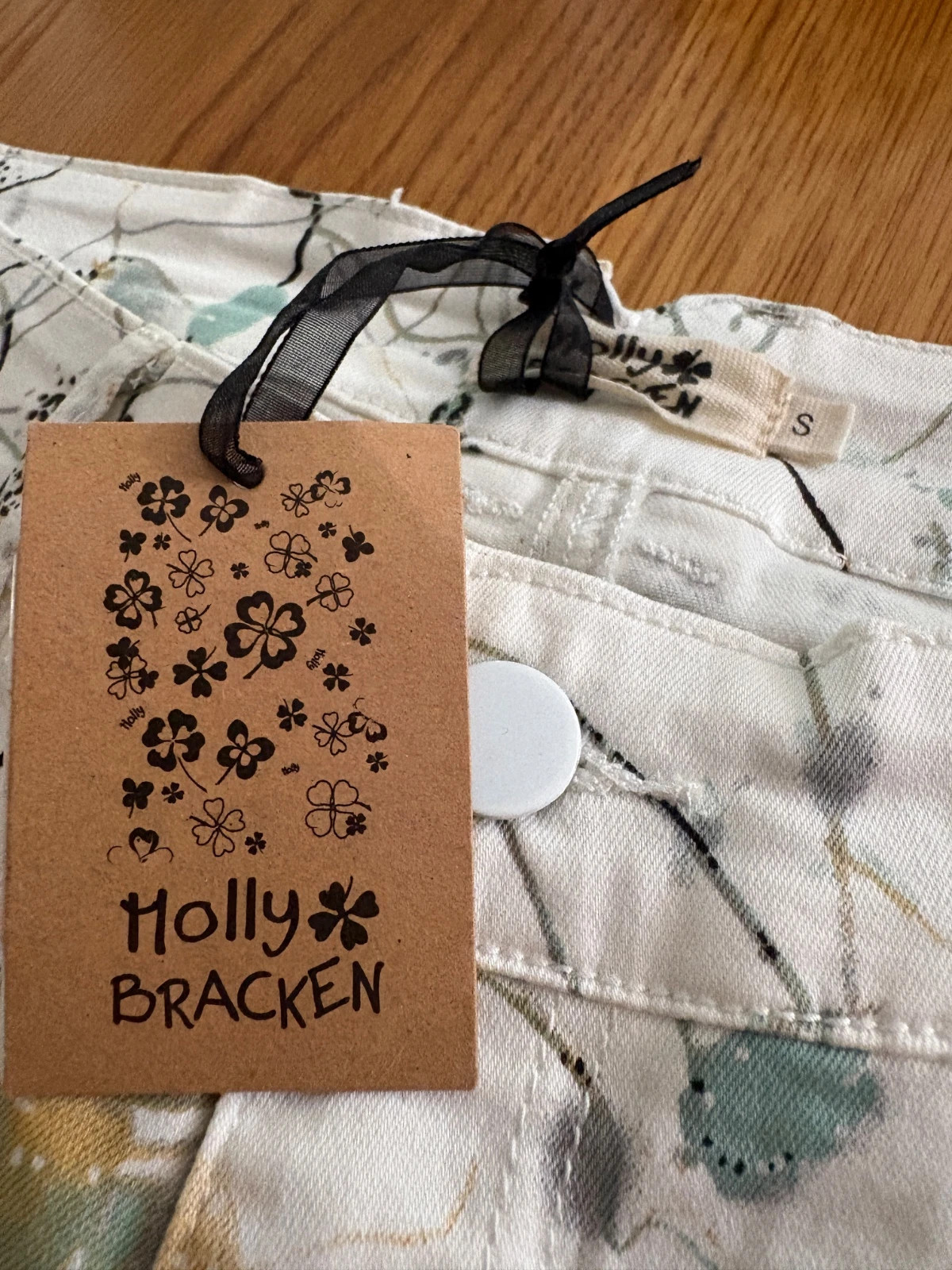 Pantalon Holly Bracken imprimé abstrait blanc – taille S (valeur 45€) – Holly Bracken – taille S / 36 / 8 3