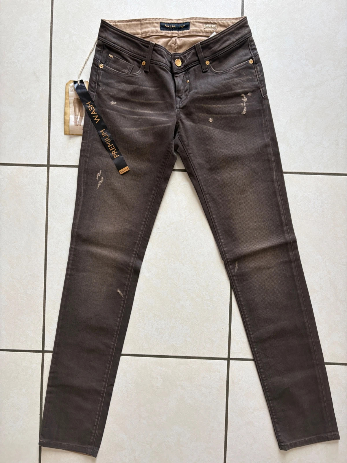Jean Salsa Jeans “Shape Up” marron délavé – Coupe skinny – W28 L32 (T.36)