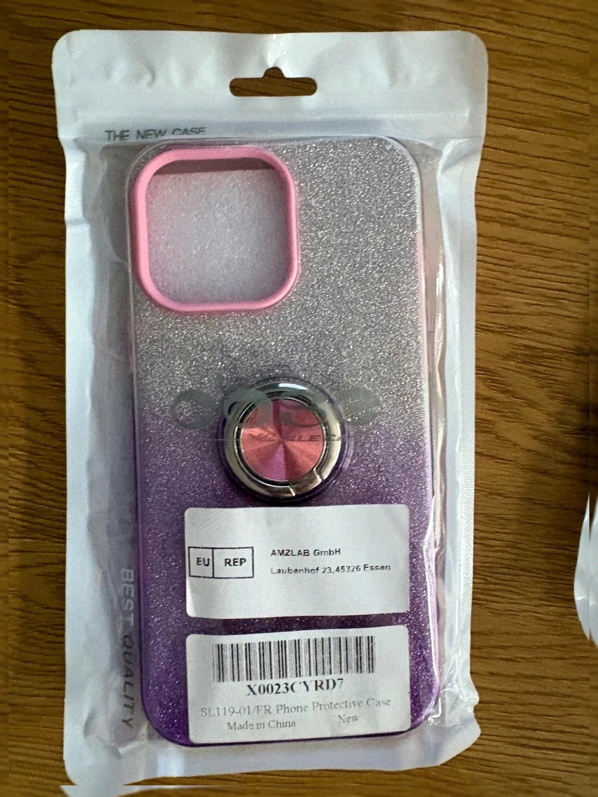 Coque iPhone 13 Pro Max / 14 Pro Max - Paillettes Violet & Argent avec Anneau – Accessoire