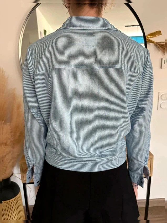 Chemise rayée à nœud Only – Bleu & Blanc – ONLY – taille M / 38 / 10 3