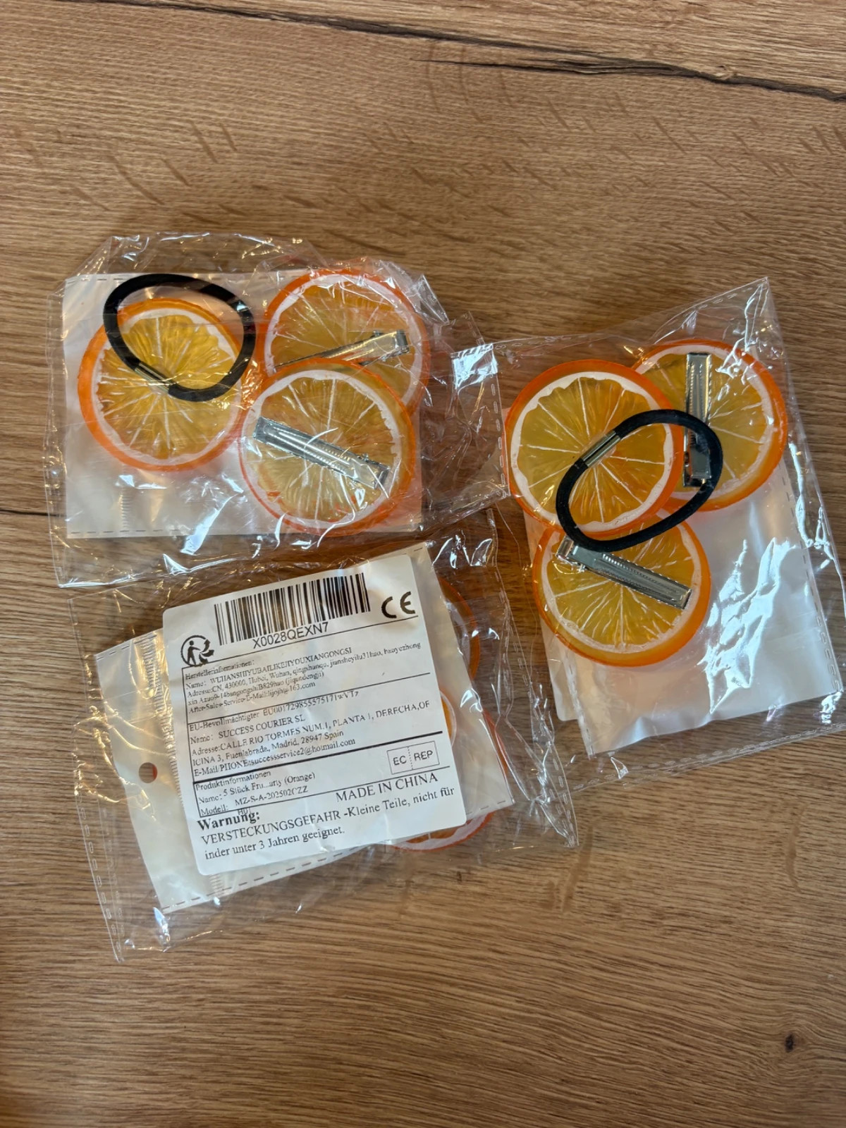 Lot de 3 Set 3 barrettes cheveux tranches d’orange - kawaii/fun