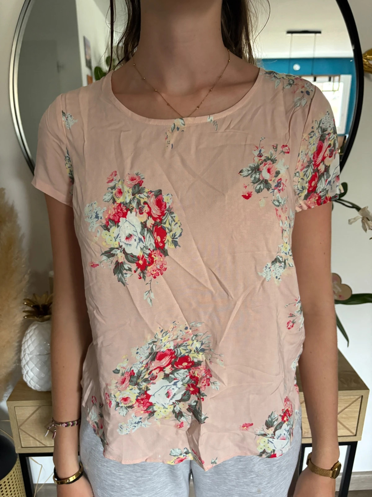 Top ONLY fleuri rose poudré dos ouvert 🌸 – ONLY – taille S / 36 / 8