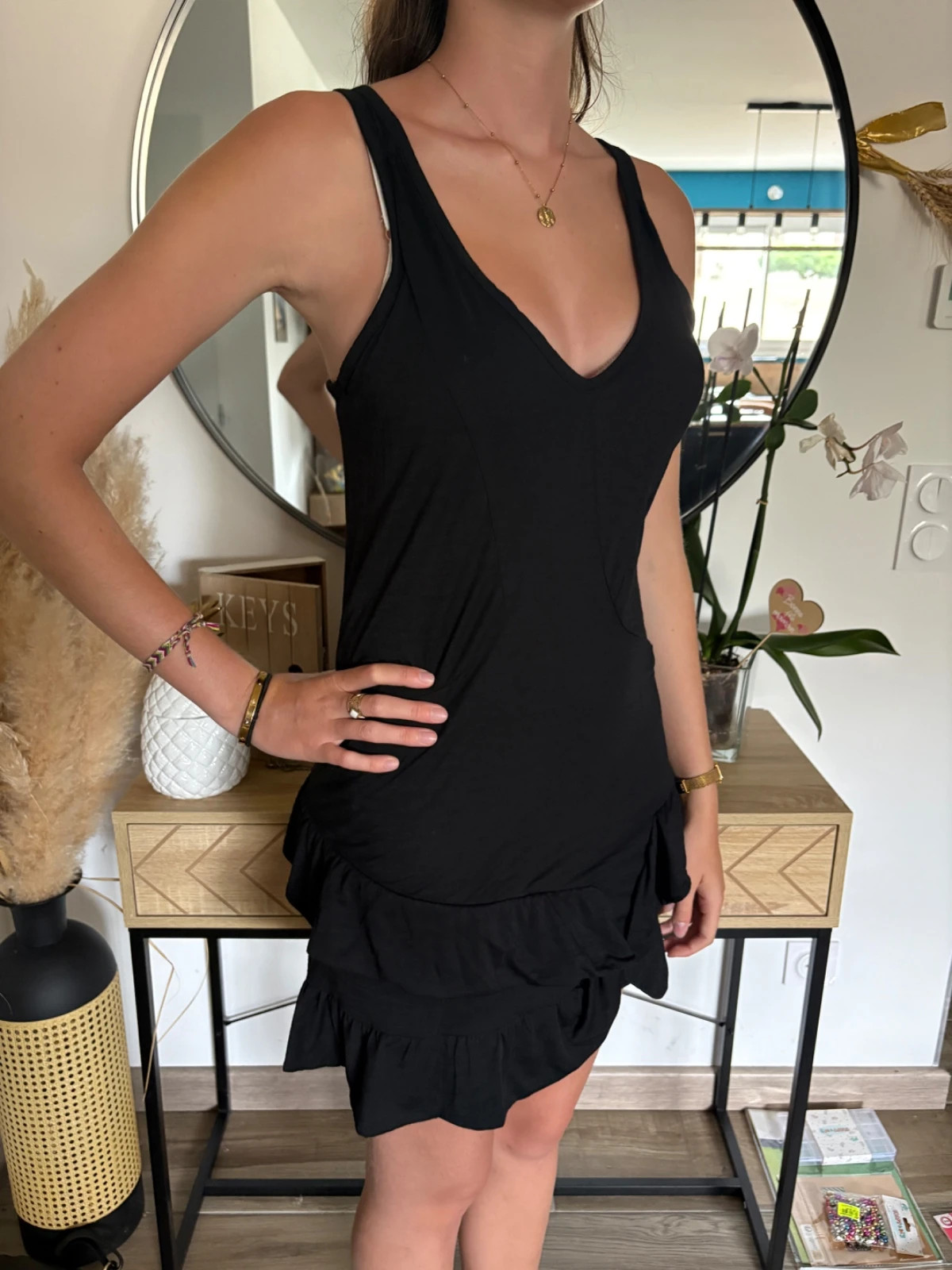 Robe noire Diesel décolleté V, finition volants Taille S – Diesel – taille S / 36 / 8 2