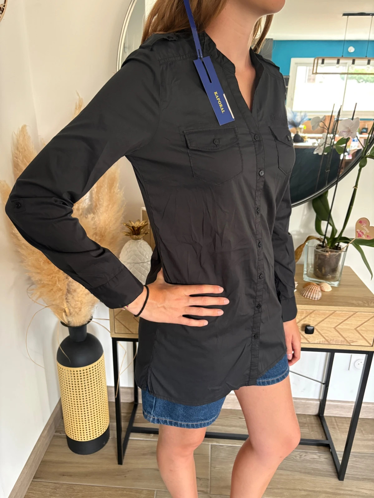 Chemise longue noire Kaporal en taille M – Kaporal – taille M / 38 / 10 2