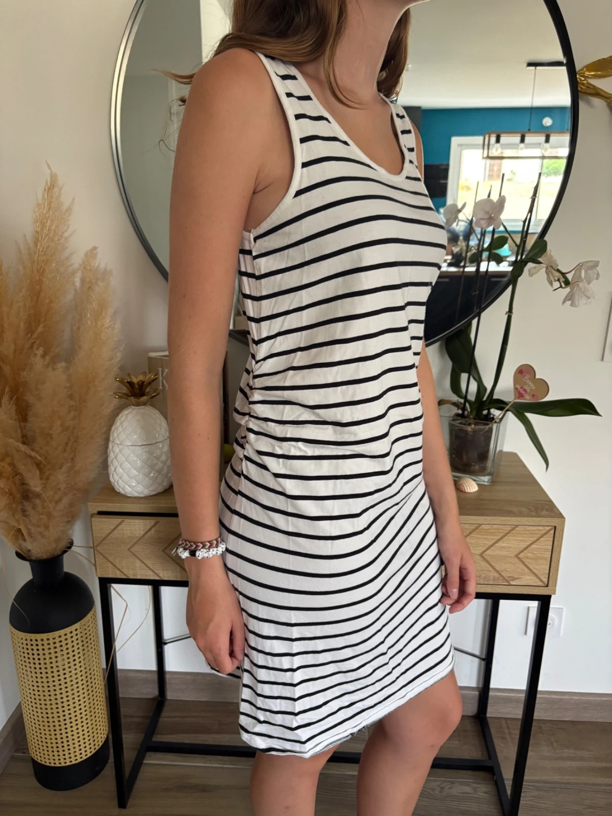Robe Rayée Marinière Kiabi – Blanc/Noir – Taille XL (42/44) – Kiabi – taille XL / 42 / 14