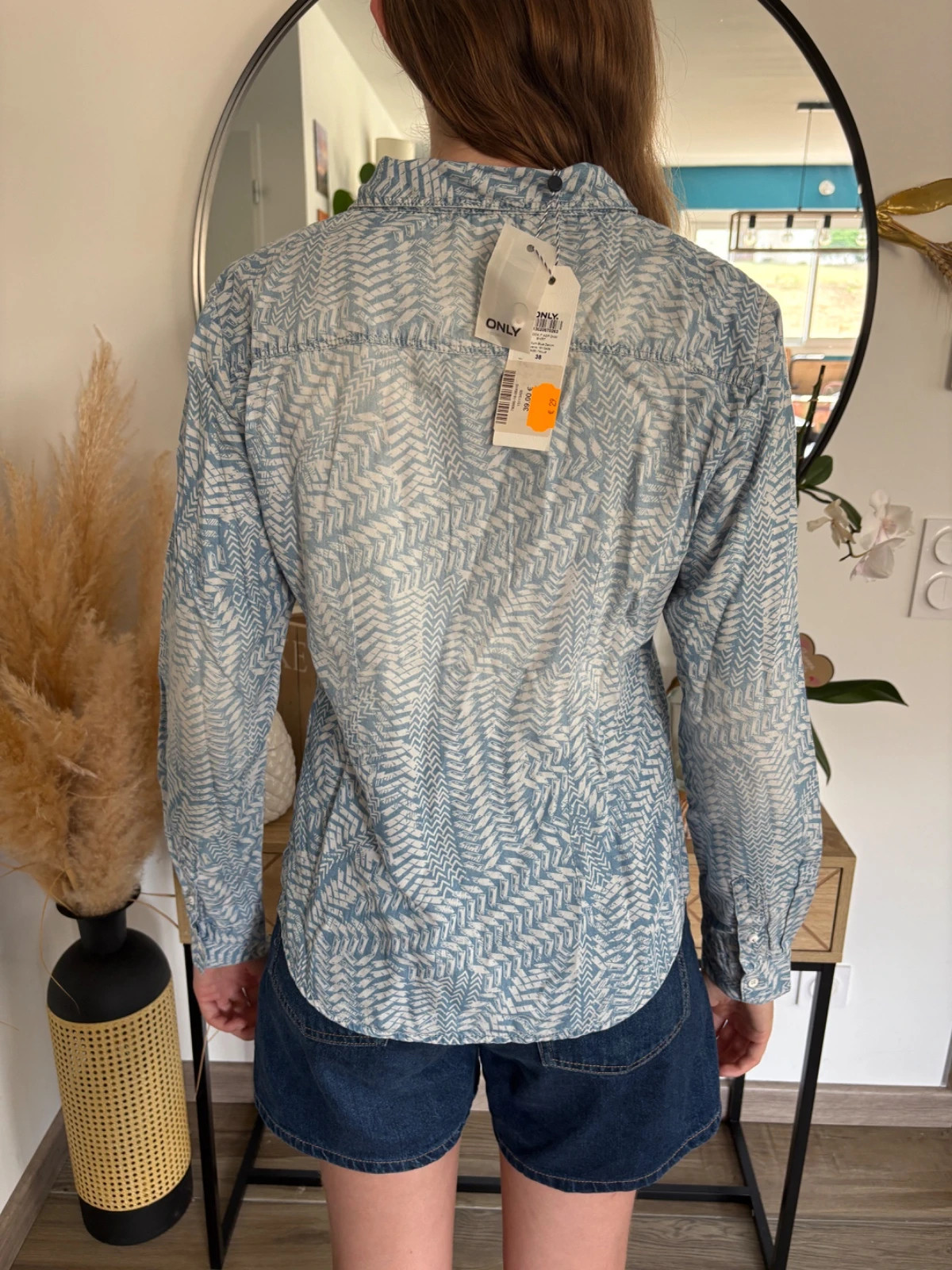Chemise en jean ONLY à imprimé chevrons, style western , taille 38 – ONLY – taille M / 38 / 10 3