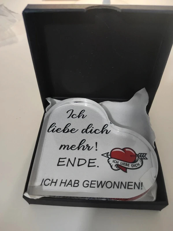 💝 Bloc acrylique cœur "Ich liebe dich mehr 🇩🇪