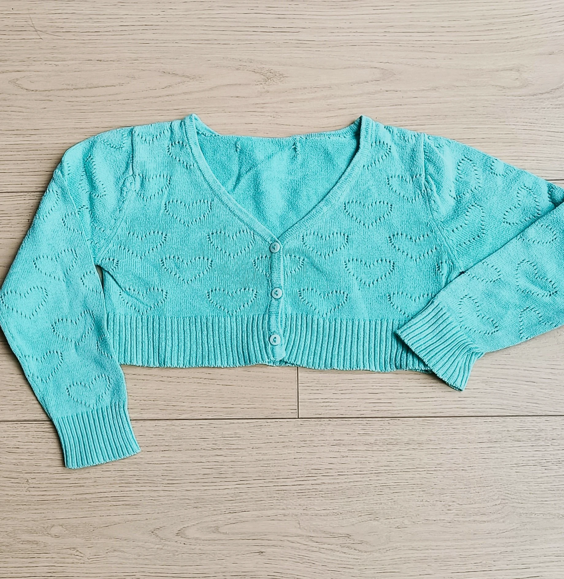 Gilet cache coeur bleu turquoise taille 3 ans excellent état