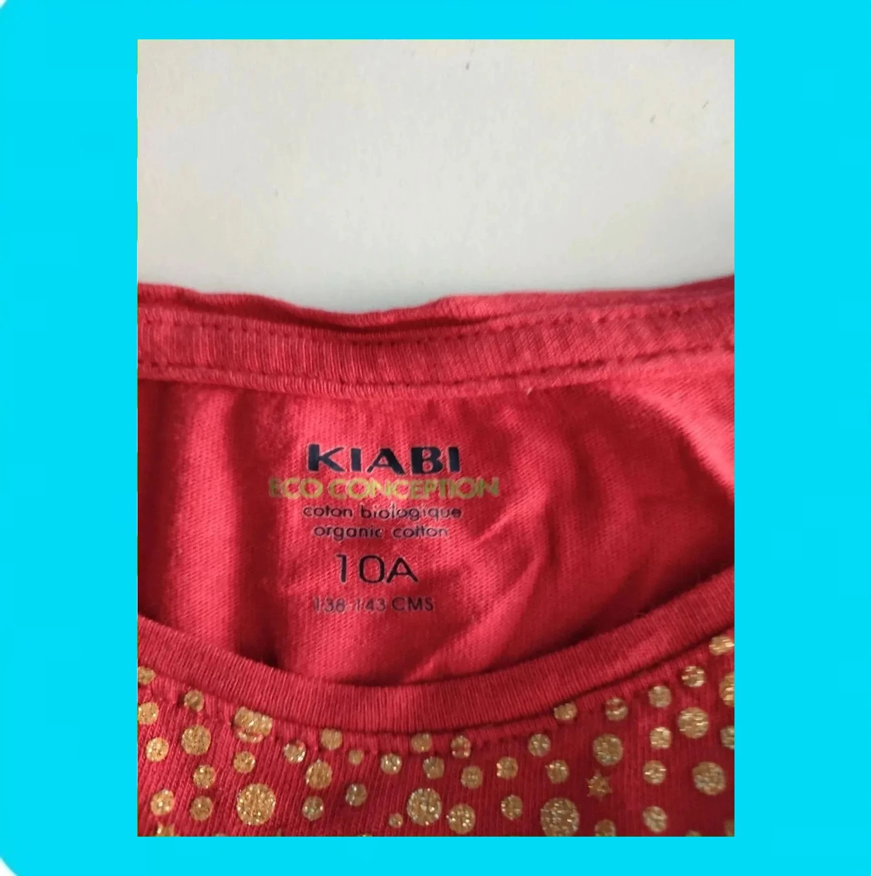 🩷Bonita Camiseta Niña Con Detalles en Lentejuelas Doradas 🩷 – Kiabi – taille 10 ans / 140 cm 4