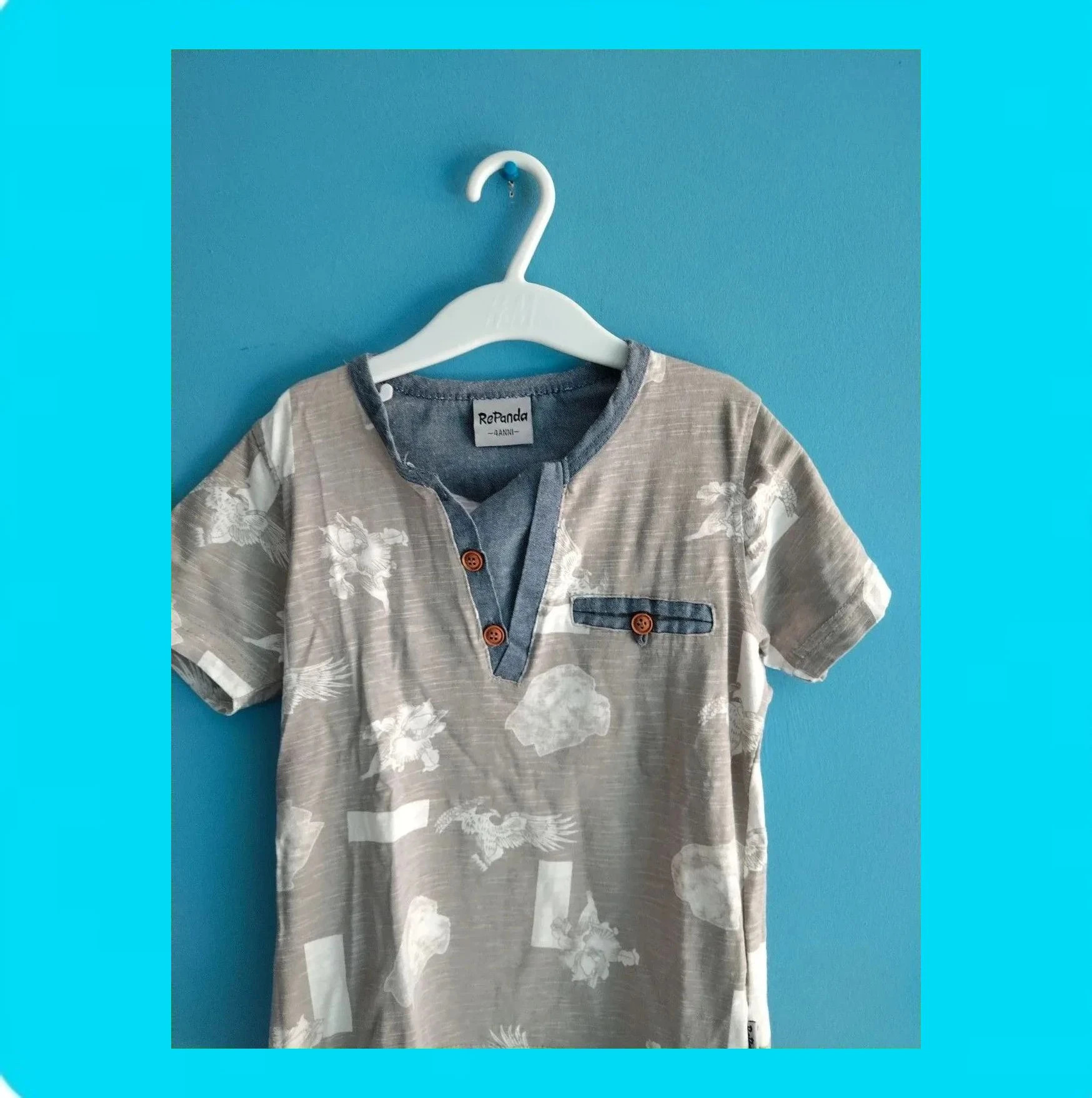 🩵 Bonita Camiseta Niño Cuello Pico 🩵 – RePanda – taille 4 ans / 104 cm 4