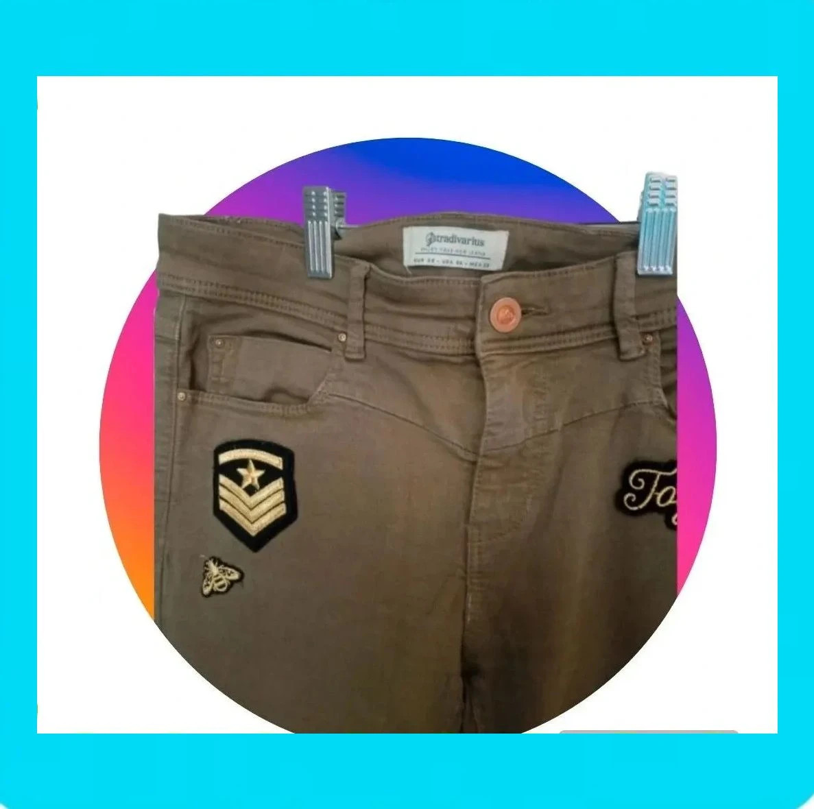 💫 Pantalón Pitillo Mujer con Parches Originales – Stradivarius – taille M / 38 / 10 4