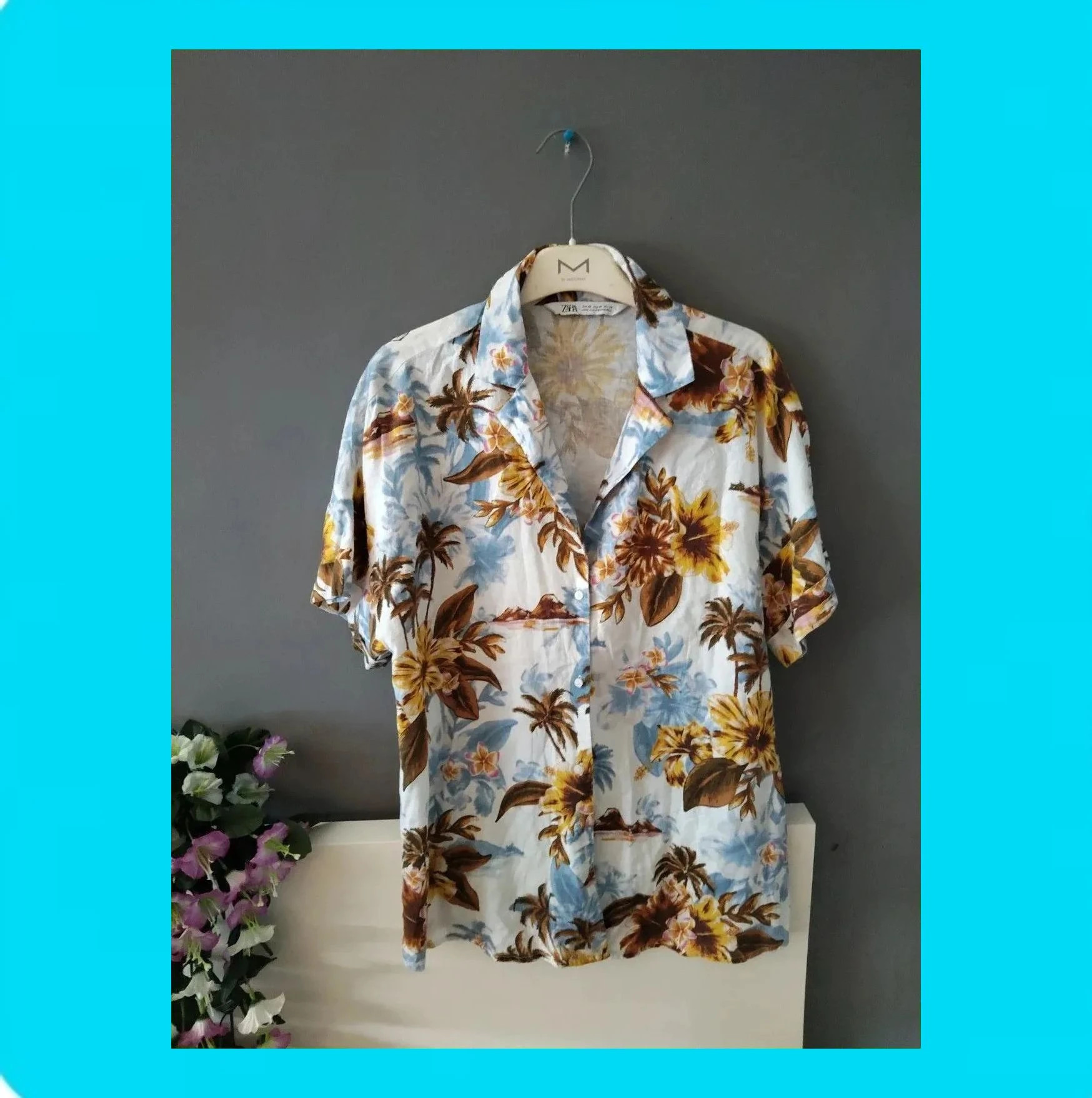 🩵 Camisa Hombre Vintage Estampada 🩵 – Zara – taille XS