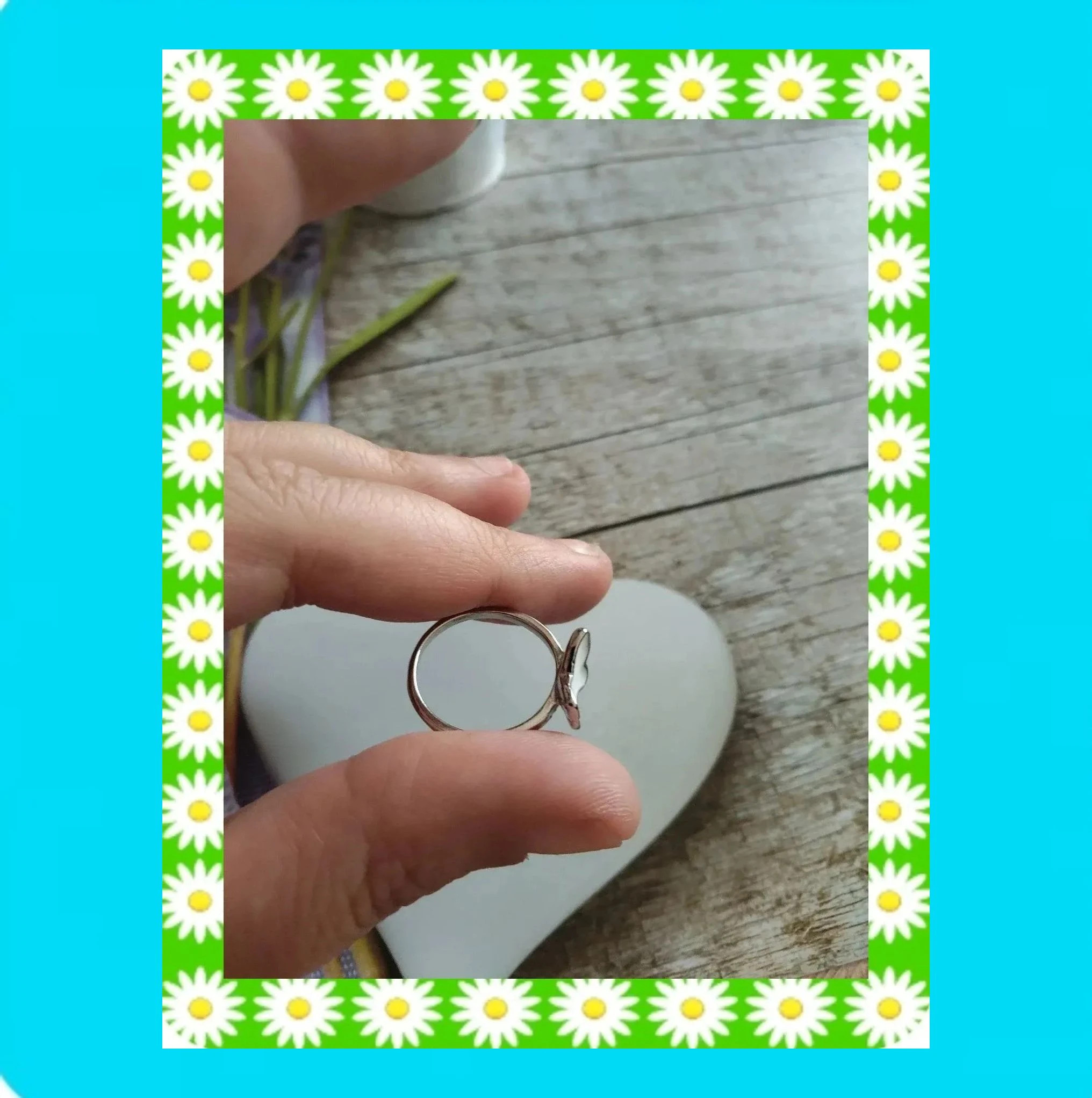 💎 Anillo Plateado con Mariposa Blanca 💎 – taille Ajustable 3