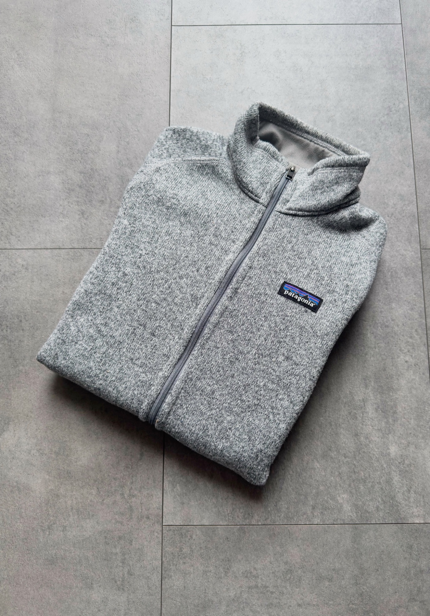 Polaire grise Patagonia à zip poches hiver polyester taille XS homme très bon ét