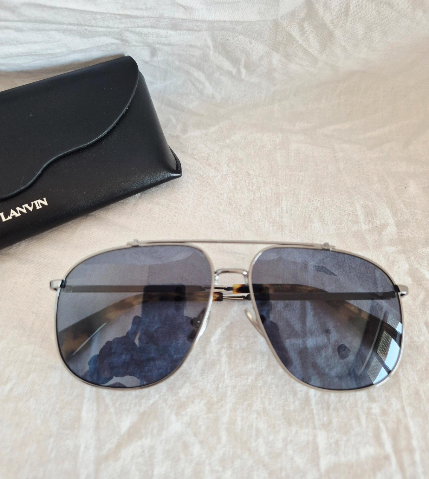 Lanvin LNV110S 050 Full Rim Ruthenium / Blue Aviator Sunalasses pour hommes – Lanvin 2