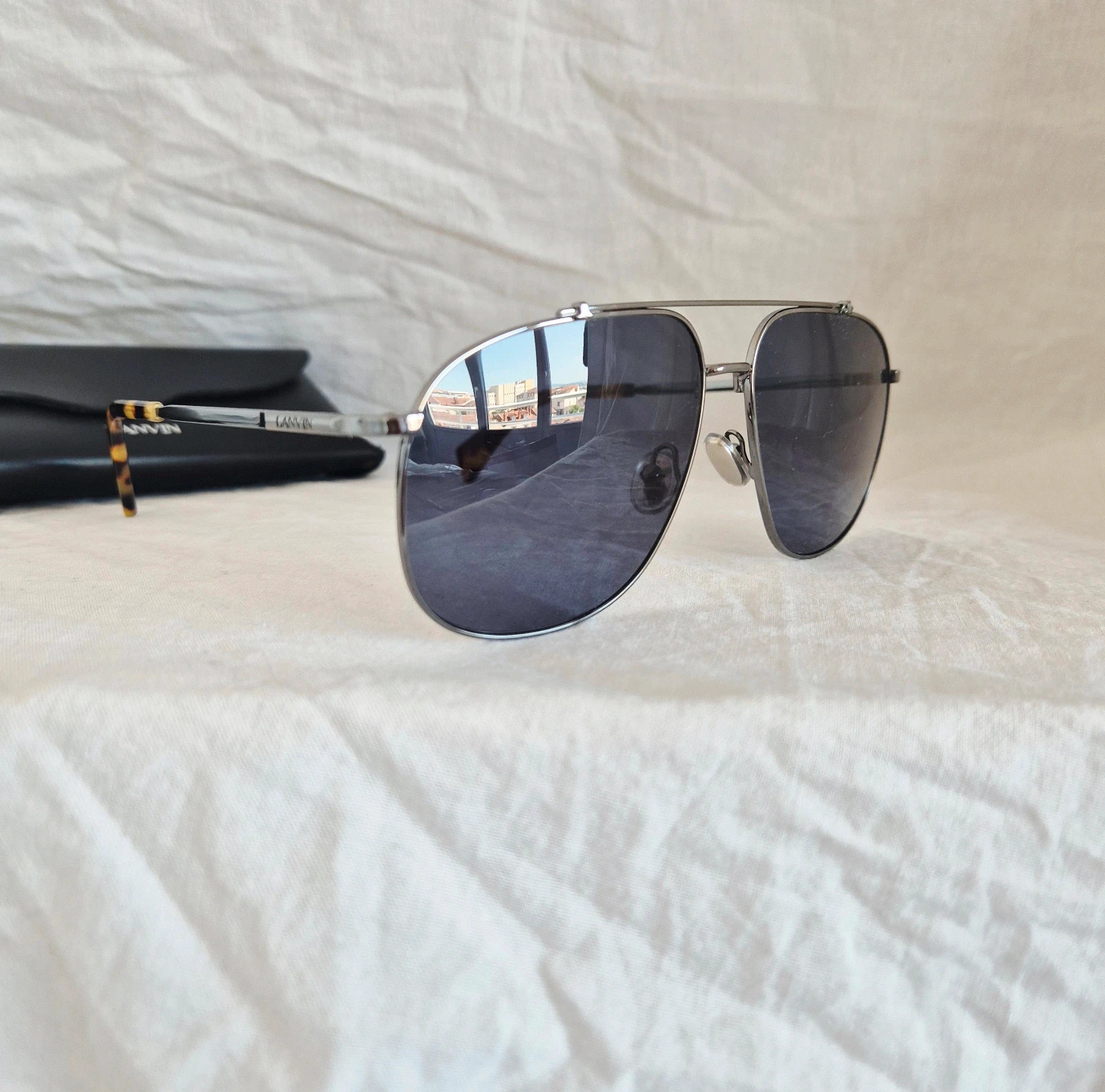 Lanvin LNV110S 050 Full Rim Ruthenium / Blue Aviator Sunalasses pour hommes – Lanvin 4