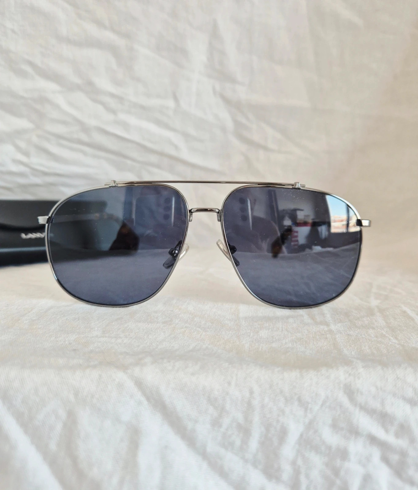 Lanvin LNV110S 050 Full Rim Ruthenium / Blue Aviator Sunalasses pour hommes – Lanvin 3