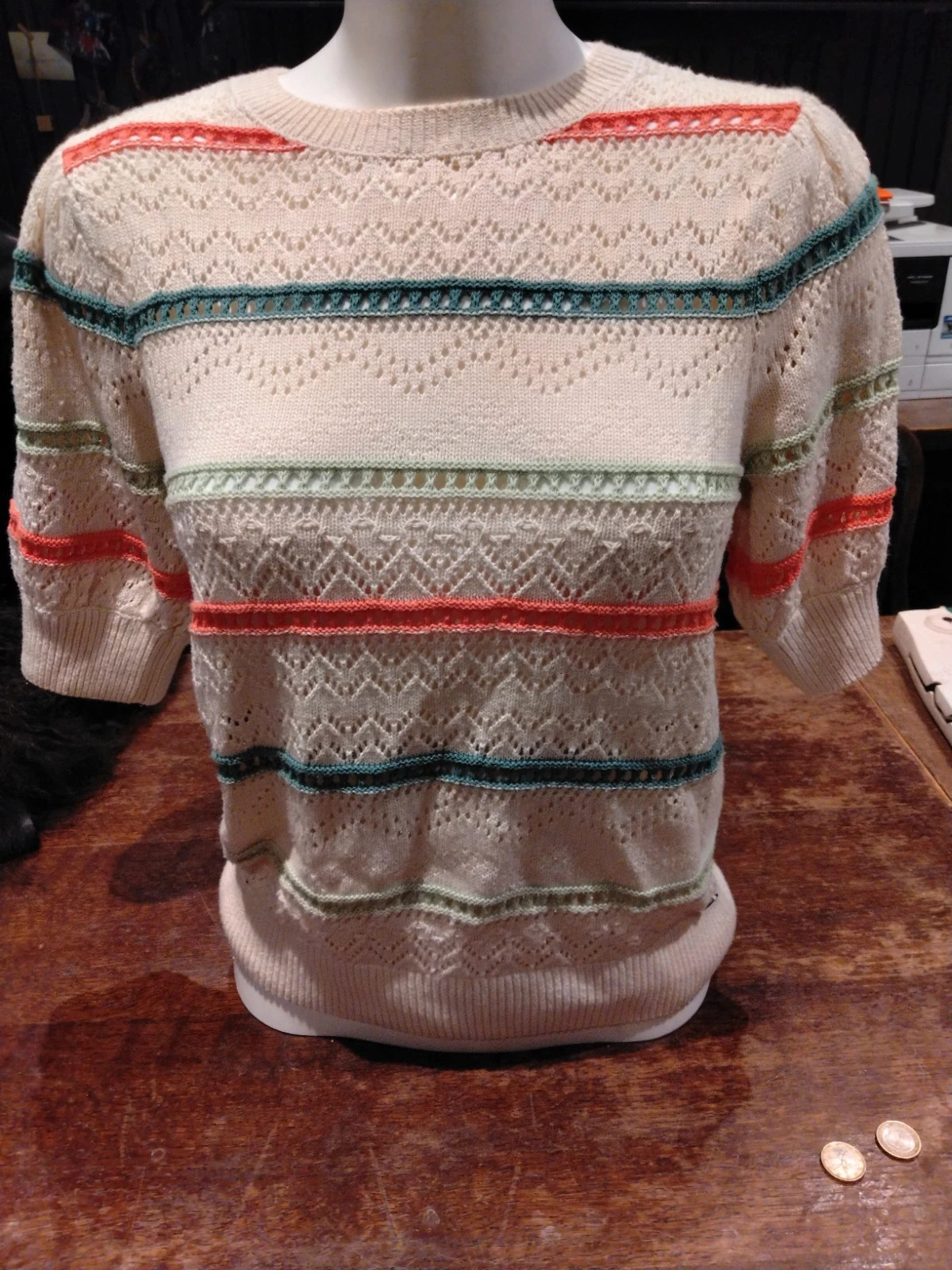 Pull en maille ajourée à rayures multicolores Garcia