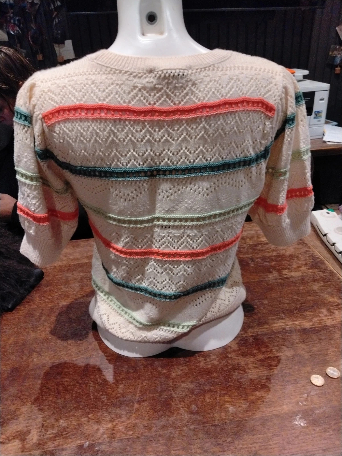 Pull en maille ajourée à rayures multicolores Garcia – Garcia – taille S / 36 / 8 2