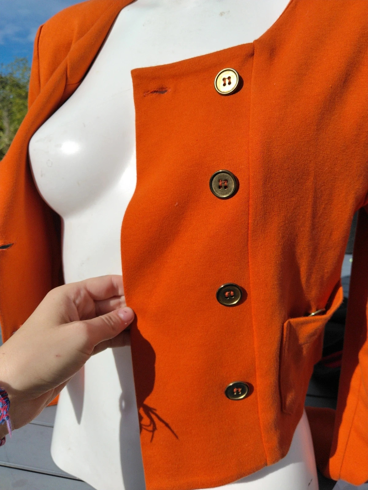 Veste courte asymétrique H&M orange – Style Courrèges / Vintage look – H&M – taille S / 36 / 8 5