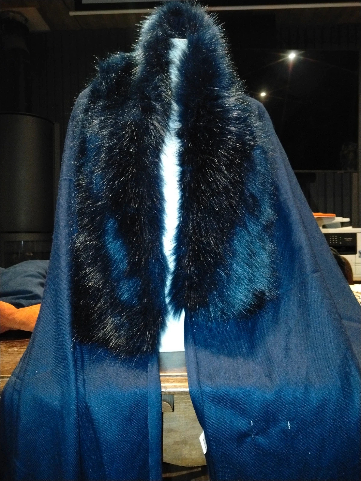 Poncho Rodier bleu marine col fourrure – Rodier – taille Taille unique
