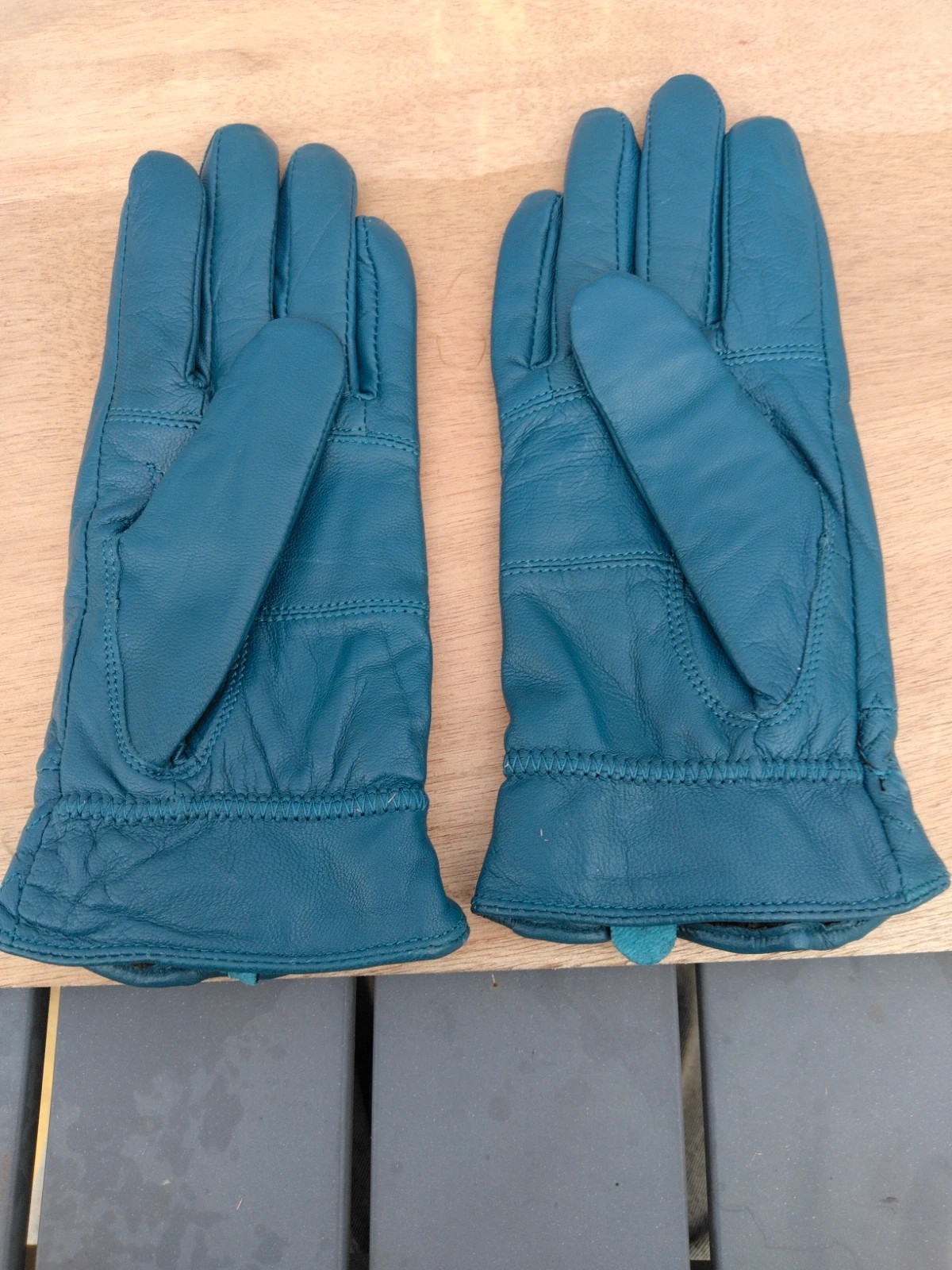 Gants en cuir bleu canard zippés Manoukian – Manoukian – taille S 2