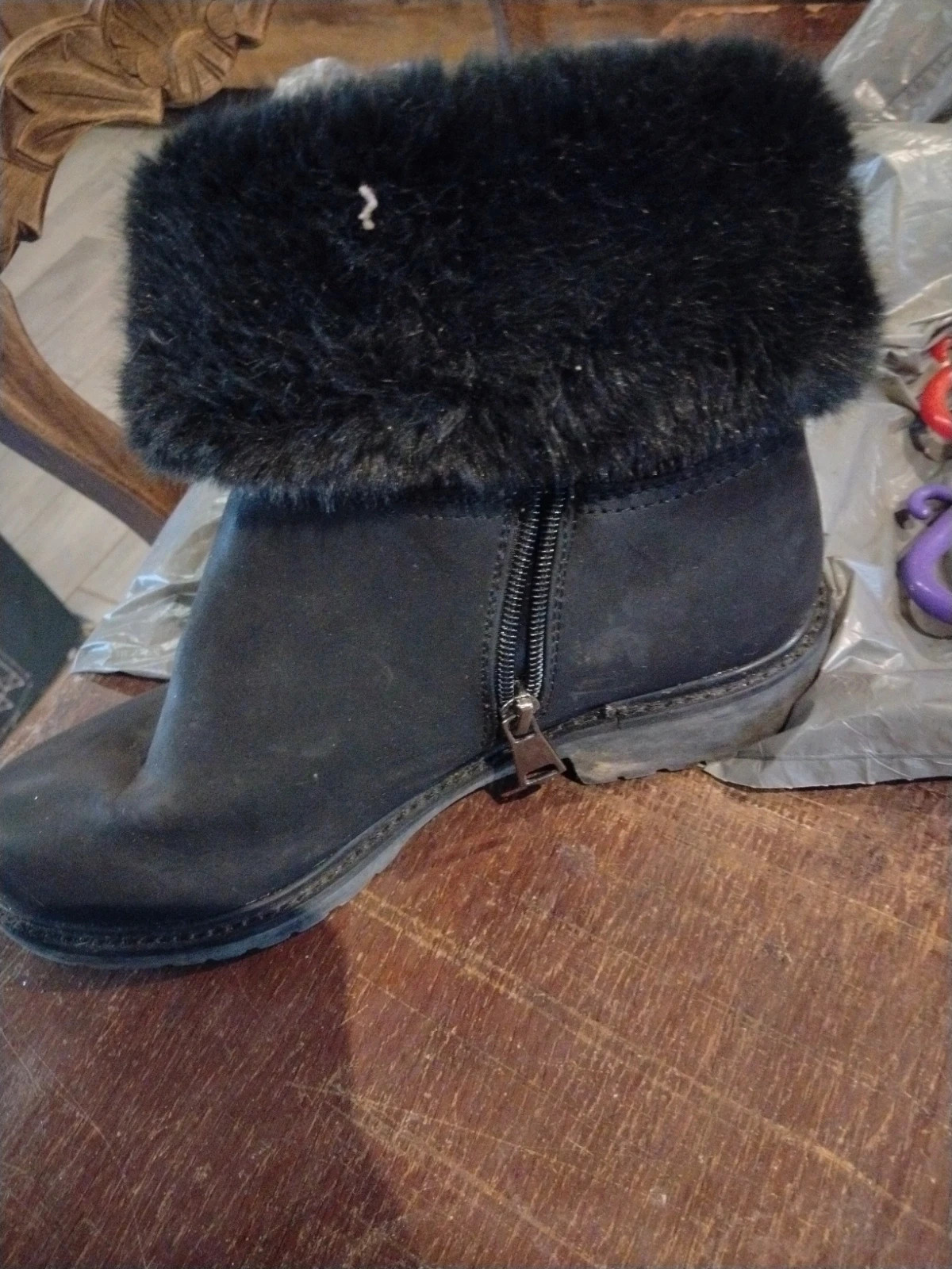 Bottines d'hiver noires à revers fourrure Sisley – Sisley – taille 38 4