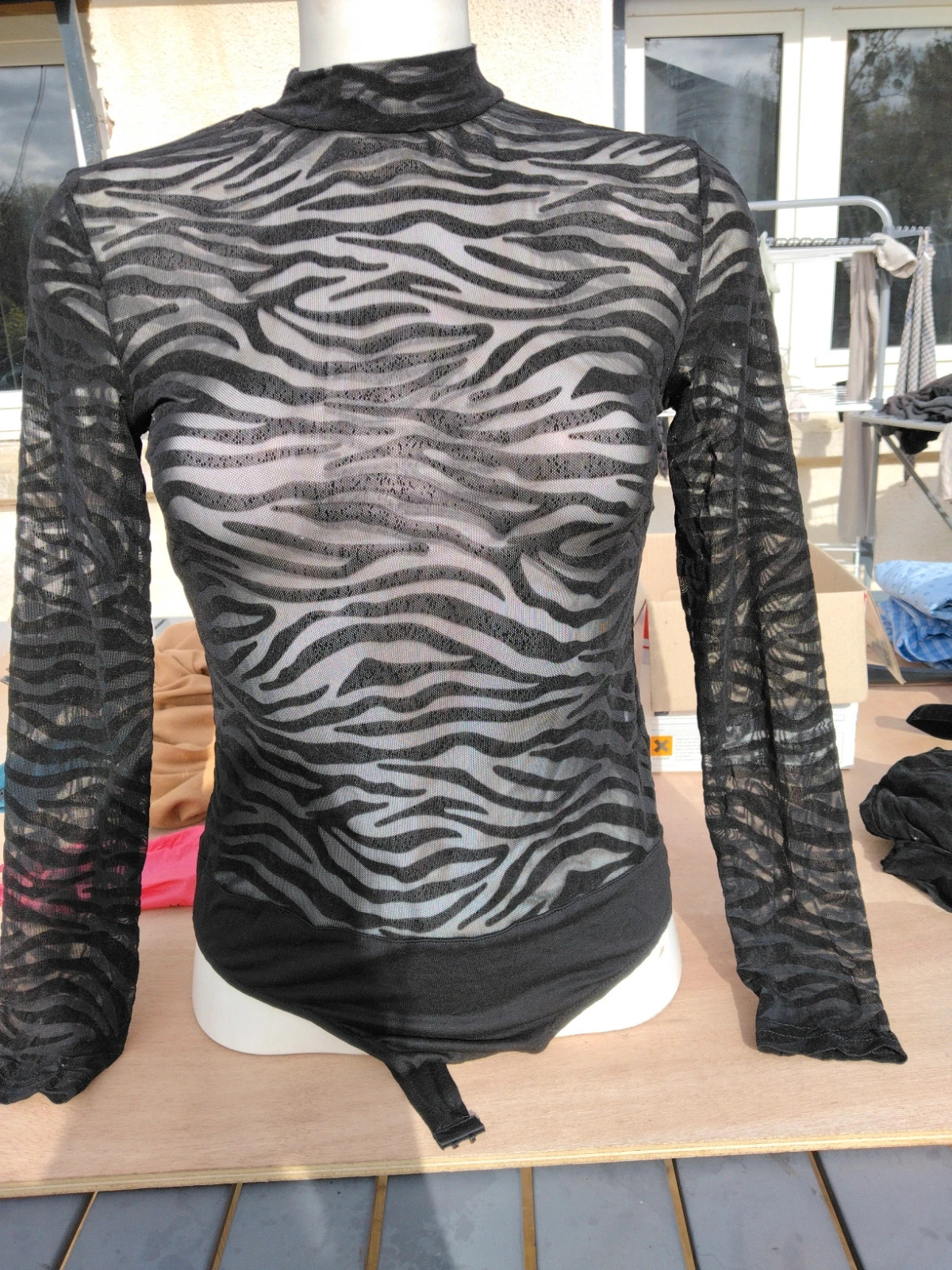 Body transparent zèbre dévoré noir Archilove – Archie Love – taille S / 36 / 8
